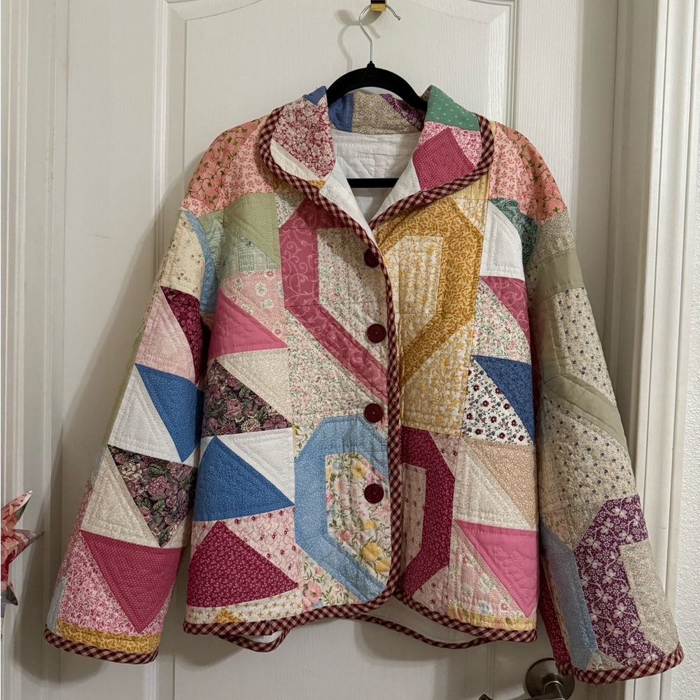 Handmade heart quilted jacket made from quilt